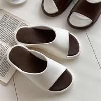 XIXITIAO RTS Sandales d'été polyvalentes pour femmes, en EVA, à blocs de couleur, semelle souple antidérapante, style rétro de luxe, à bride unique, pour intérieur et extérieur