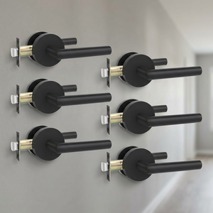 Goldenwarm - Juego de 6 Manijas Modernas Negras Mate para Puertas Interiores, de Acero Inoxidable, Fácil Instalación - Product Image 2