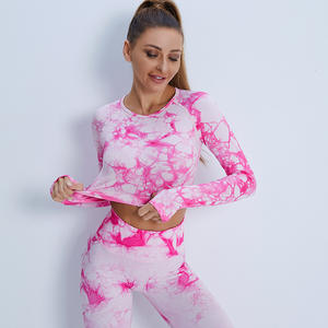 Seamless Tie Dry <b>Women's</b> Yoga Leggings Moisture Wicking Water Resistant Active Stretch Plaid <b>Pattern</b> Spandex/Nylon Fitness Gym - Product Image 4