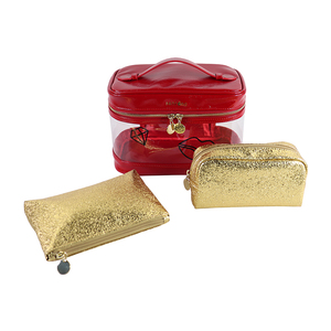 Ensemble de 3 trousses de maquillage de luxe et tendance en PVC transparent avec fermeture éclair, style national, personnalisables avec logo, pour femmes - Product Image 3