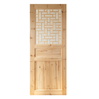 Porte intérieure battante sur mesure en bois massif de sapin avec grille symétrique, porte en bois pratique