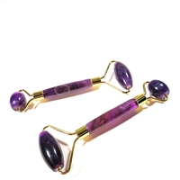 Rouleau de massage facial en cristal d'améthyste HZ, best-seller, pour massage des yeux, anti-âge, vente en gros
