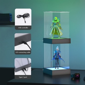 RGB LED Acrylic <b>Display</b> <b>Case</b> 2PCS Dustproof Stackable Smart Lighting <b>Display</b> Box for Anime Characters - Product Image 3