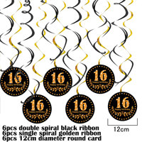 Decoración para Cumpleaños Número 16, Artículos para Fiesta de 21 Años, Dorado y Negro, Feliz Cumpleaños 16, 18, 21, 30, 40, 50, 60, 70, Pancarta, Globos