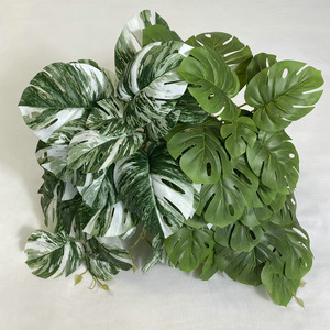 Longyu Craft Flowers 3D Printed Monstera <b>Leaves</b> <b>Wall</b> Hanging Artificial Plant Green White-green 54cm Home <b>Decor</b> - Product Image 2