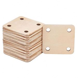 24 cartes carrées vierges en bois pour machine à tisser, pour la décoration de copeaux de bois tissés à la main, fournitures d'artisanat multi-trous - Product Image 1