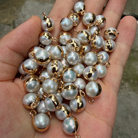 Perle ronde Edison de 8,5-9 mm plaquée or, perle d'eau douce naturelle, pendentif vintage à suspendre, accessoires pour boucles d'oreilles DIY