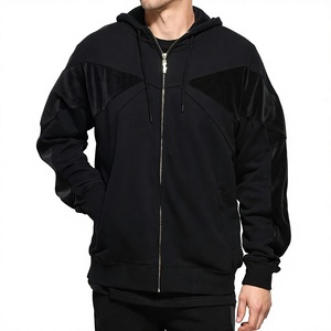 Vente en gros Assurance qualité grande taille hommes sweat à capuche zippé 100% coton KFH47 sweat vierge en noir fabriqué en grande taille - Product Image 1