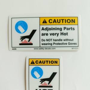 Autocollants de sécurité et étiquettes d'avertissement pour surfaces chaudes - Adhésif résistant à l'eau, aux rayures et à la chaleur pour machines industrielles - Product Image 2