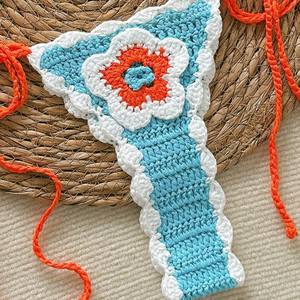 Vente en Gros <span class=keywords><strong>de</strong></span> Bikini Crochet Bleu Fleur Orange Sexy Bikini Crochet Tricoté à la Main <span class=keywords><strong>Maillot</strong></span> <span class=keywords><strong>de</strong></span> <span class=keywords><strong>Bain</strong></span> Bikini Coloré à Bretelles Cou Suspendu - Product Image 6
