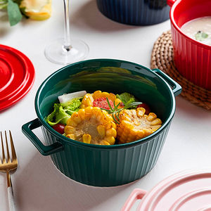 Nouveau design porcelaine antiadhésive micro-ondes soupe <span class=keywords><strong>mini</strong></span> casserole ustensiles de cuisson <span class=keywords><strong>plat</strong></span> de cuisson en céramique avec couvercle - Product Image 4