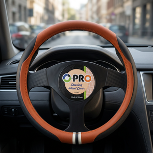 Housse de volant en PVC de conception sportive, ajustement universel, accessoire d'intérieur automobile haut de gamme - Product Image 3
