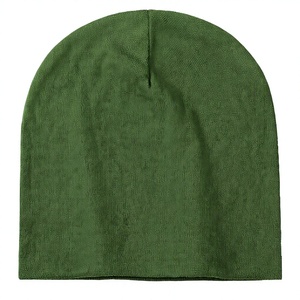 Gorro de Invierno de Lana Verde Sólido, Gorro de Punto Unisex de Estilo Casual con Decoración Desgastada para Adultos, para Viajes, con Medida de Circunferencia de Cabeza - Product Image 1