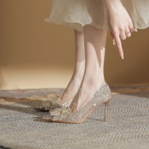 รองเท้าส้นสูงสำหรับงานเลี้ยงฤดูร้อนสำหรับผู้หญิง ดีไซน์ทันสมัย หนังแท้ หัวแหลมเล็ก ส้นเข็มสูงพิเศษ กันลื่น - Product Image 6