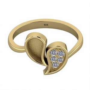 Nuovo Arrivo Anello a Fascia in Argento Sterling 925 Placcato Oro 22k con Zirconi Incastonati a Castone a Forma di Segno di Citazione, Gioielli di Qualità per la Conservazione delle Ceneri - Product Image 1