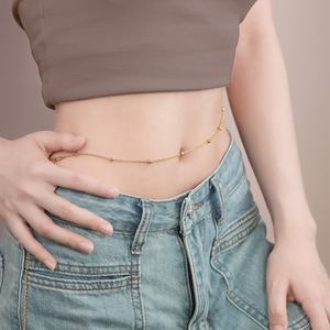 Bijoux de mode PVD plaqué or en acier inoxydable <span class=keywords><strong>satellite</strong></span> perle taille ventre corps chaîne pour les femmes - Product Image 3