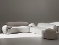 Ensemble moderne de canapés de salon sectionnels Design créatif Forme droite Remplissage éponge Tissu artificiel Pieds en bois Appartement Hôtel