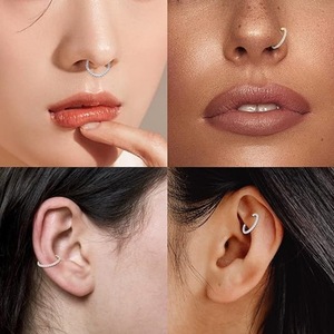 Pearl Nose <b>Ring</b> Earrings Steel Gold Channel Setting Stainless Steel Cartilage Hoop Party Jewelry - Product Image 4