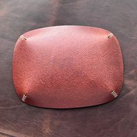 Catch All Tray-Plateau de valet personnalisé en cuir véritable marron fait à la main, plateau à fourre-tout gravé pour hommes, plateau organisateur de bureau personnalisé
