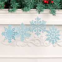 Décorations de Noël suspendues en forme de flocon de neige creux, en plastique, pailletées, faites à la main, 10 cm
