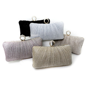 High Fashion Square Polyester Glitter Pleats <b>Clutch</b> Bag Socialite Party Send Rival Dinner Bridal Bag - Product Image 2