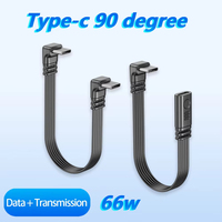 Kabel fleksibel silikon datar tipe-c, kabel ekstensi USB C transmisi Data USB 2.0 transmisi siku 90 derajat pendek
