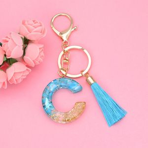 Nouveau bleu gland minimaliste unisexe porte-clés 26 lettres anglaises Style dessin animé alliage métallique et résine époxy pour voiture sac cadeau - Product Image 4
