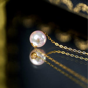 สร้อยคอจี้ไข่มุกทะเลตาฮิติ 9-10 มม. สีออโรร่า ดีไซน์เรียบหรูแบบเจ้าหญิงไดอาน่า ทอง 18K สำหรับผู้หญิง สไตล์หรูหราเบาๆ - Product Image 4