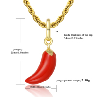 Nouveau design, pendentif piment rouge en émail plaqué or 14 carats, charmant bijou légume, bijoux de mode hip-hop pour femmes