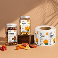 Etiquetas Personalizadas para Frascos de Frutos Secos - Rollos de Etiquetas de Vinilo Impermeables con Diseño Cítrico para Regalos de Frutas de Grado Alimenticio y Empaques Gourmet