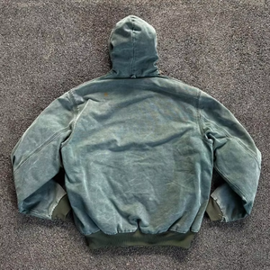 Custom High Quality Acid Washed Vintage Faded Distressed Sweatshirt 500gsm Hoodie <strong>Hooded</strong> <strong>Zip</strong> up Denim Puff Sleeve Jacket Hoodie - Product Image 6