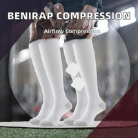 Chaussettes de compression de classe 1 en Spandex/Nylon/Coton, respirantes, résistantes à l'usure, hauteur genou, 2 paires pour marathon, course à pied, voyage, vol