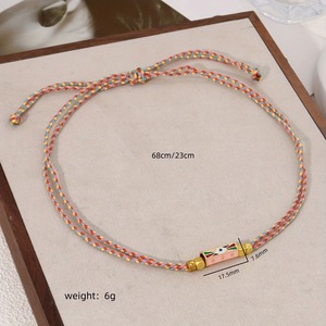 Obral besar gelang kalung tali warna-warni anyaman Boho liontin cinta bahagia AMOUR kalung rantai warna-warni perhiasan berlapis emas wanita
