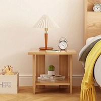 Table de Chevet Moderne Double Couche en Bois Massif Style Marocain pour Chambre et Salon – Vente en Gros Usine