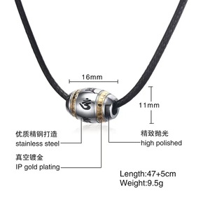 Collier pendentif vintage pour homme en acier inoxydable et acier titane, motif géométrique, plaqué or, style chinois, six <span class=keywords><strong>mots</strong></span>, corde rétro - Product Image 2