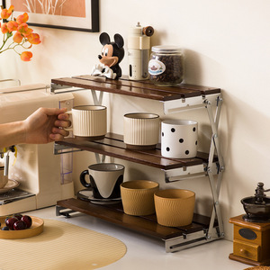 <b>Desktop</b> Storage Rack 3 Tier Foldable Coffee Cup Holder Standing Type Office <b>Organizer</b> Rectangle Shape - Product Image 1