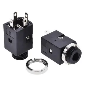 Verticale Socket 4Pin Stereo Vrouwelijke Socket Jack Met Schroef 3.5 Audio Hoofdtelefoon Connector PJ-341 3 Polen Oortelefoon Gat