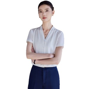 Front Desk Professional Work Shirt Women Short Sleeve Polyester Summer 2025 Comfortable Property Management Uniform - Product Image 5