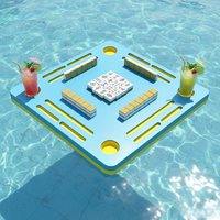 EVA Schwimmender, Langlebiger, Umweltfreundlicher Mahjong-Tisch, Tragbares Pool-Spielset mit Getränkehaltern für Outdoor, Garten und Camping