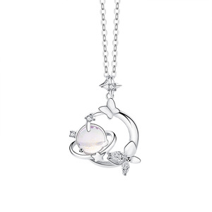 Collier avec pendentif en cristal en forme de papillon en argent Sterling S925, bijoux fins scintillants et rêveurs pour femmes, cadeau à porter au quotidien - Product Image 2