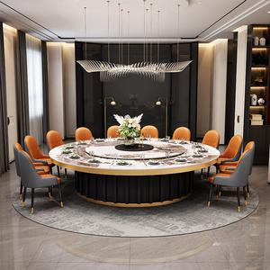 Mesa moderna Mesas de comedor con sillas Moderna con <span class=keywords><strong>Lazy</strong></span> <span class=keywords><strong>Susan</strong></span> Juego de mesa de comedor de color opcional - Product Image 5