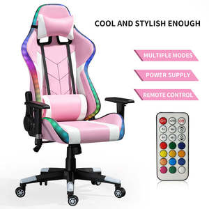 Chaise de jeu Predator avec éclairage LED RVB coloré, chaise de massage de course avec lumières et haut-parleurs - Product Image 4