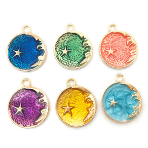 Accesorios de joyería Coreana de alta calidad, abalorio de aleación de estrella de Luna brillante de aceite de goteo con bonita estrella de media luna al por mayor - Product Image 4