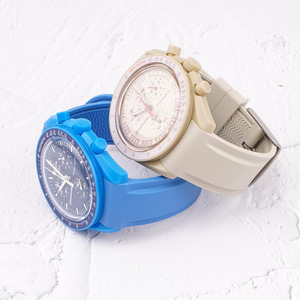 Bracelet de montre en caoutchouc coloré 20 mm pour <span class=keywords><strong>femme</strong></span>, extrémités courbées, compatible Omega <span class=keywords><strong>Swatch</strong></span> Joint Moonswatch Orologio - Product Image 4
