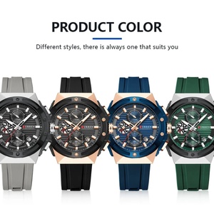 Relojes de pulsera clásicos para hombre CURREN 8462, relojes de cuarzo informales de negocios con correa de silicona, manecillas luminosas y esfera con cronógrafo. - Product Image 6