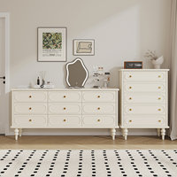 Commode haute moderne européenne de style français, en bois blanc, avec 6 tiroirs profonds pour vêtements, idéale pour chambre, hôpital ou salon