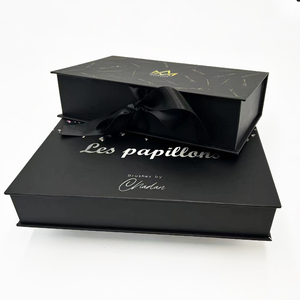 Wholesale <b>Wedding</b> Birthday <b>Gifts</b> <b>Boxes</b> Custom Black Cardboard Paper Box Packaging Magnetic Closing Rigid <b>Gift</b> Box With Ribbon - Product Image 4