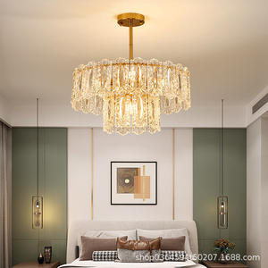Lustre en cristal de luxe léger à la française, lampe de <span class=keywords><strong>plafond</strong></span> pour chambre à coucher, verre simple postmoderne pour salle à manger, style nordique rétro pour salon - Product Image 1