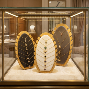 Cross-border Hot Selling Walnut Color Creative Wood Necklace Display <b>Stand</b> Cases Displays Jewelry <b>Hanger</b> Window Live Stall Shelf - Product Image 3