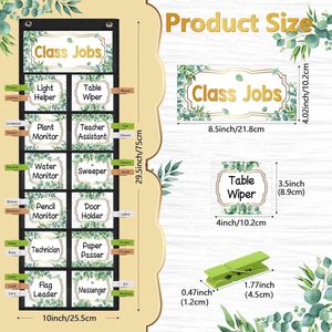 Eucalyptus Class Jobs Pocket Chart With Cards <b>Clips</b> And Hooks For Classroom Helpers Teacher Organization - Product Image 2